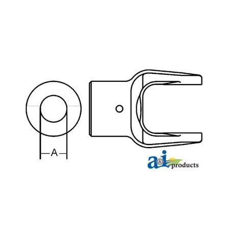 A & I Products Implement Yoke, Round Bore 1" w/ 3/8" Pin Hole 2" x2.5" x3.7" A-BP211019001-A